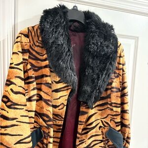 Vintage Tiger Print Faux Fur Women's Coat